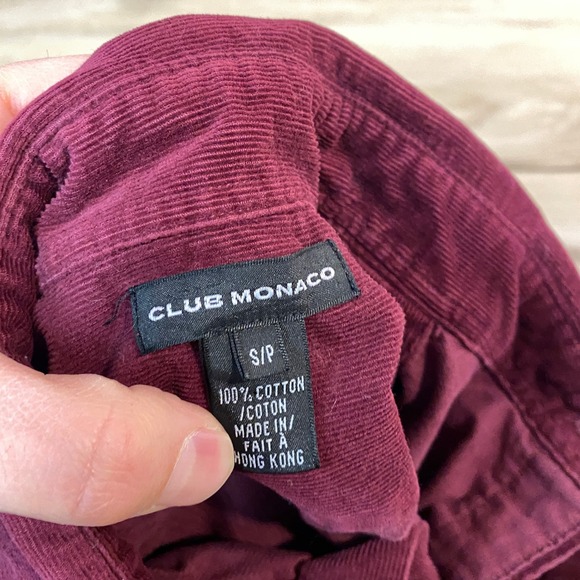 Club Monaco Burgundy Corduroy Shirt Mens Small Long Sleeve Cotton - Picture 2 of 7